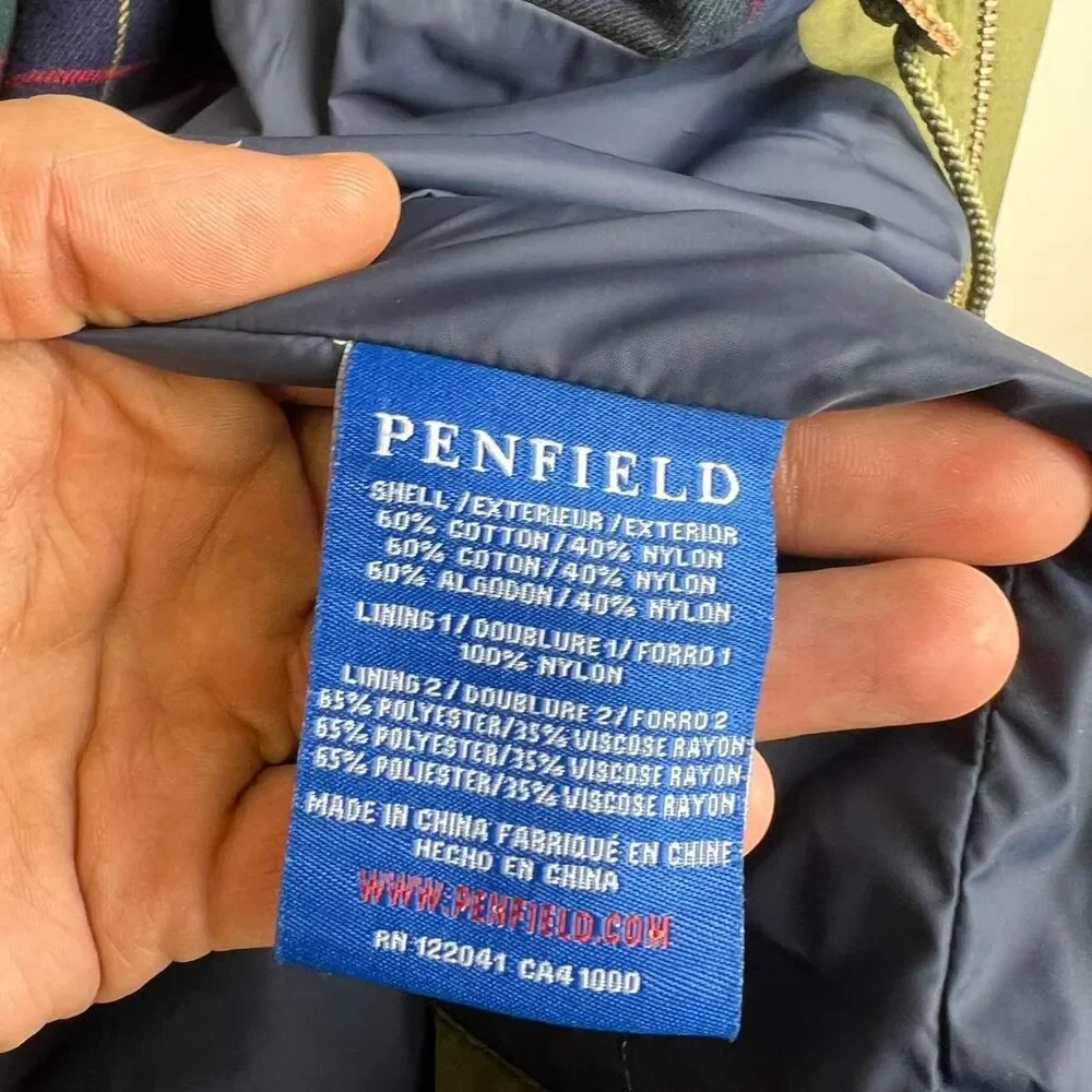 Madewell x Penfield Kasson Flannel Lined Hooded Jacket in Olive Size M